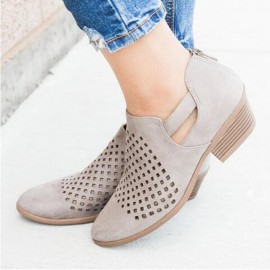 Large Size Women Pattern Hollow out  Suede Slip on..