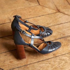 Women Cross Strap Cutout Solid Color High Heels